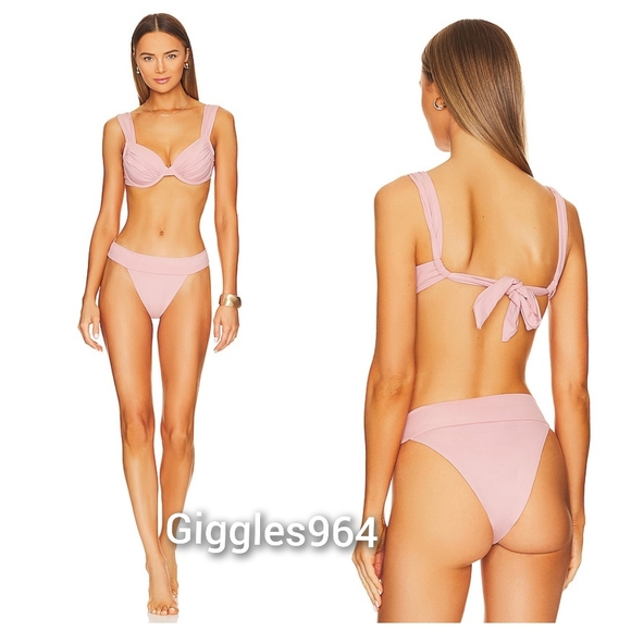 WeWoreWhat Ruched Claudia Cheeky High Leg Set - Picture 2 of 7